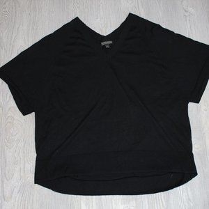 Banana Republic Black Pima Cotton Cashmere V neck high low top Size M